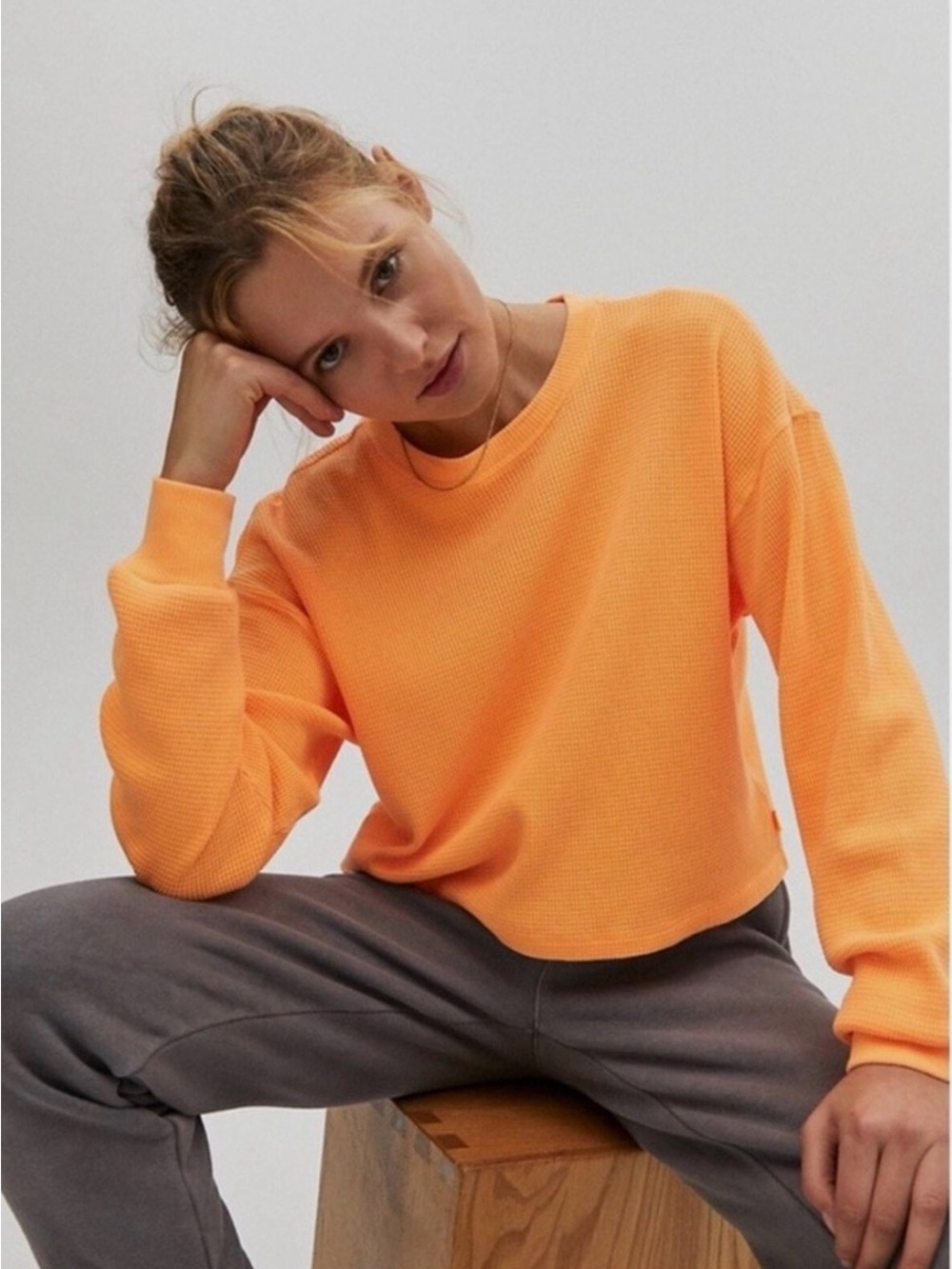 TNA Aritzia Waffle Long Sleeve Top